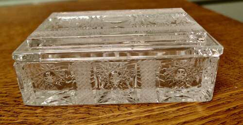 Beautiful Brilliant Star Cut Crystal Glove Box and Cover