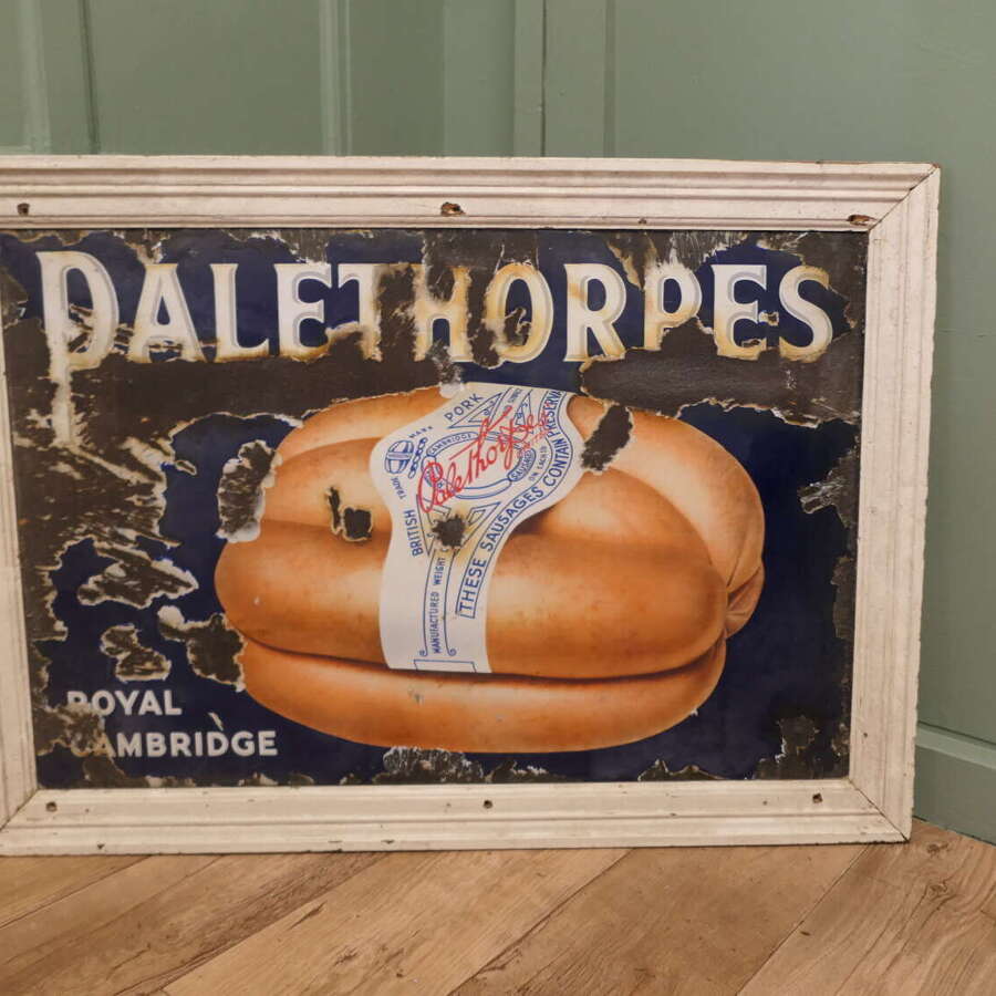 Large Enamel Pictorial Sausage Sign, Palethorps Royal Cambridge