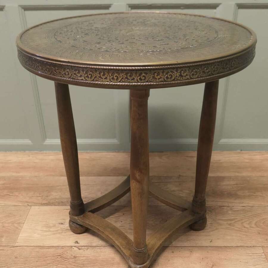Arts and Crafts Brass Top Table, Peacock  This piece is being offered from a dispersal sal