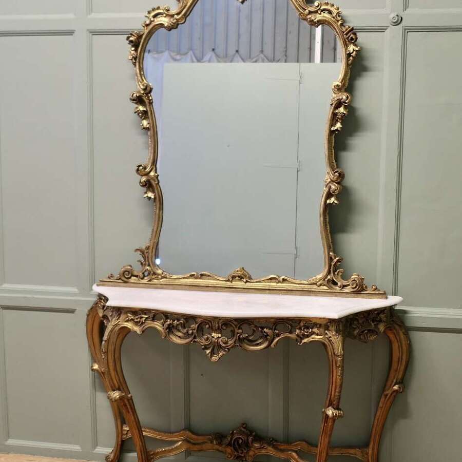 19th Century Italian Console Table and Mirror Set  A very rare and beautiful set, complete