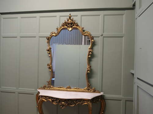 19th Century Italian Console Table and Mirror Set A very rare and beautiful set, complete