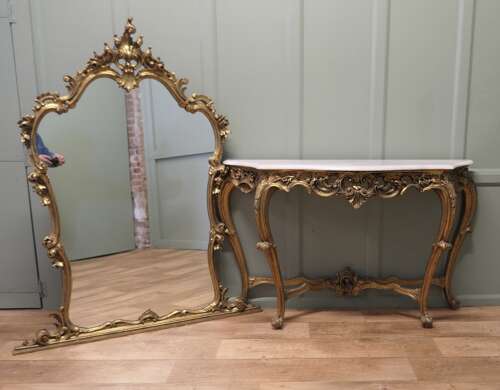 19th Century Italian Console Table and Mirror Set A very rare and beautiful set, complete